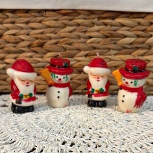 Vintage Snowman and Santa Candles